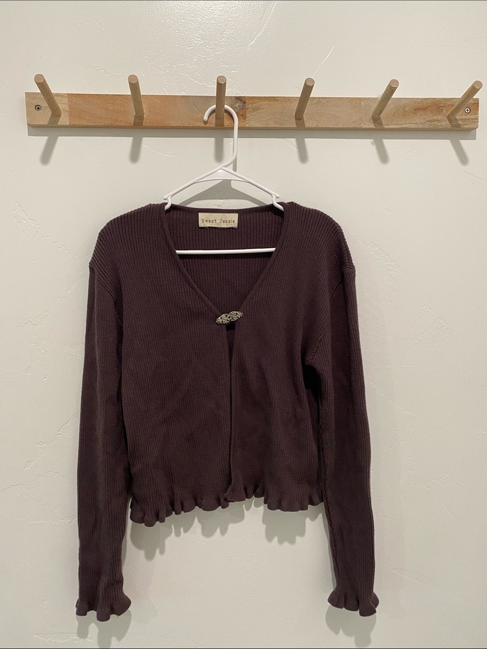 Sweet Jessie Brown Ribbed Cardigan